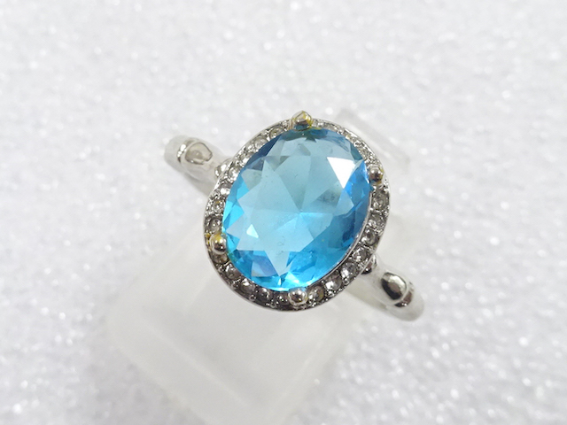 JAPANESE KIMONO / ANTIQUE COLORED STONE RING (SIZE 14)